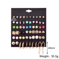 Fashion 30 Pairs Of Acrylic Flower Rhinestone Combination Earrings Set sku image 1