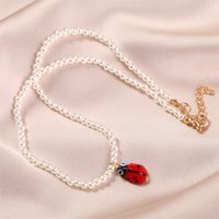 Fashion Handmade Pearl Ladybug Alloy Necklace Wholesale sku image 1