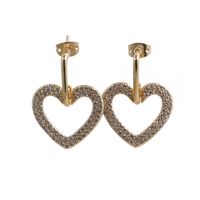 Fashion Copper Gold Peach Heart Stud Earrings sku image 1