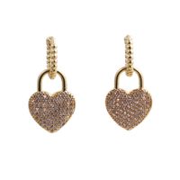 Fashion Copper Gold Peach Heart Stud Earrings sku image 5