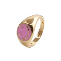 Fashion Smile Cute Copper Gold Dripping Oil Ring Wholesale sku image 3
