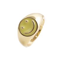 Fashion Smile Cute Copper Gold Dripping Oil Ring Wholesale sku image 4