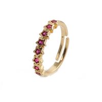 Fashion Star Copper Inlaid Zircon Rings Wholesale sku image 1