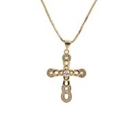Fashion Cross Copper Inlaid Zircon Necklace Wholesale sku image 3