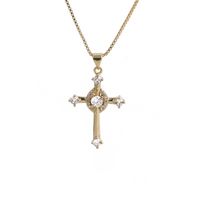 Fashion Cross Copper Inlaid Zircon Necklace Wholesale sku image 6