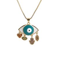Fashion Devil Eye Copper Inlaid Zircon Necklace Wholesale sku image 3