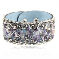 Fashion Gems Gravel Leather Irregular Crystal Bracelet main image 3