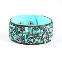 Fashion Gems Gravel Leather Irregular Crystal Bracelet main image 4