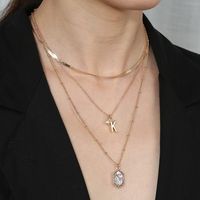 Fashion Diamond-shaped Abalone Shell Pearl Alloy Necklace main image 3