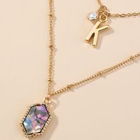 Fashion Diamond-shaped Abalone Shell Pearl Alloy Necklace main image 4