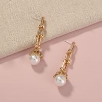 S925 Silver Needle Fashion U-shaped Chain Baroque Pearl Tassel Pendant Earrings main image 3