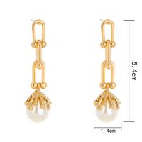 S925 Silver Needle Fashion U-shaped Chain Baroque Pearl Tassel Pendant Earrings main image 6