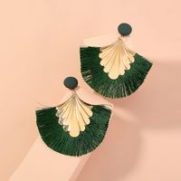 Fashion Creative Exaggerated Bohemian Green Tassel Geometric Stud Earrings main image 1