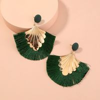 Fashion Creative Exaggerated Bohemian Green Tassel Geometric Stud Earrings main image 5