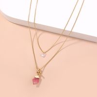Fashion Geometric Natural Stone Double Layer Alloy Necklace main image 5