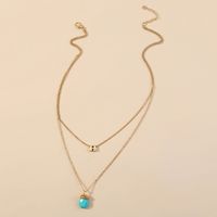 Fashion Geometric Turquoise Water Drop Double Layer Alloy Necklace main image 5