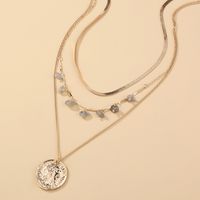 Fashion Coin Portrait Natural Stone Multilayer Necklace main image 2
