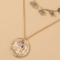 Fashion Coin Portrait Natural Stone Multilayer Necklace main image 4