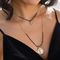 Fashion Multi-layer Black Handmade Bead Chain Alloy Necklace main image 2