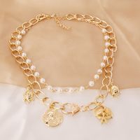 Fashion Coin Head Starfish Tortoise Multilayer Necklace main image 4