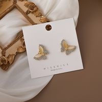 Boucles D&#39;oreilles Papillon Opale Strass Simples À La Mode main image 1