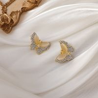 Boucles D&#39;oreilles Papillon Opale Strass Simples À La Mode main image 3