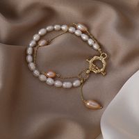 Korean Double Layer Pearl Ot Buckle Bracelet main image 1