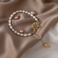 Korean Double Layer Pearl Ot Buckle Bracelet main image 5