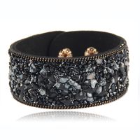 Fashion Gems Gravel Leather Irregular Crystal Bracelet sku image 2