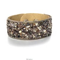 Fashion Gems Gravel Leather Irregular Crystal Bracelet sku image 3