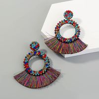 New Style Bohemian Fashion Creative Exaggerated Round Tassel Earrings sku image 1