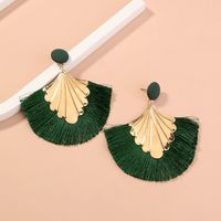 Fashion Creative Exaggerated Bohemian Green Tassel Geometric Stud Earrings sku image 1