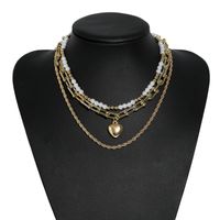 Mode Geometrische Perle Herzform Mehrschichtige Legierung Halskette Großhandel main image 2