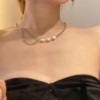 Collier En Alliage À Double Couche De Perles Géométriques À La Mode En Gros main image 1