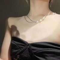 Collier En Alliage À Double Couche De Perles Géométriques À La Mode En Gros main image 3