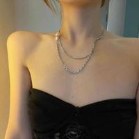 Collier En Alliage À Double Couche De Perles Géométriques À La Mode En Gros main image 4