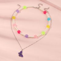 Korea's Fashion New Style Flower Butterfly Pendant Multilayer Necklace main image 1