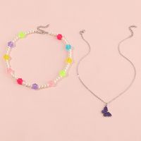 Korea's Fashion New Style Flower Butterfly Pendant Multilayer Necklace main image 5