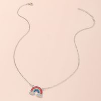Fashion New Style Simple Five Color Diamond Rainbow Necklace main image 3