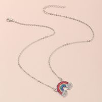 Fashion New Style Simple Five Color Diamond Rainbow Necklace main image 6