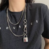 Fashion Metal Lock Double Layer Alloy Necklace Wholesale main image 2
