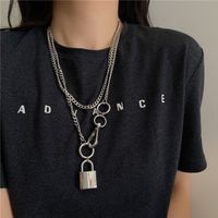 Fashion Metal Lock Double Layer Alloy Necklace Wholesale main image 3