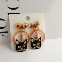 Retro Glass Ball Bowknot Cat Decor Without Pierced Earrings main image 5