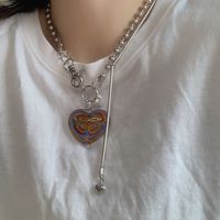 Fashion Heart-shape Pearl Double Layer Alloy Necklace main image 3