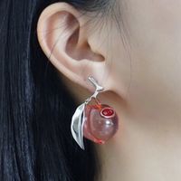 Sweet Candy Crystal Peach Cute Fruit Earrings main image 4