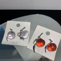 Sweet Candy Crystal Peach Cute Fruit Earrings main image 6