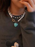 Collier En Alliage En Forme De Coeur Avec Perles De Mode En Gros main image 1
