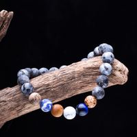 Simple Natural Stone Transparent Stripes Round Bead Bracelet main image 4