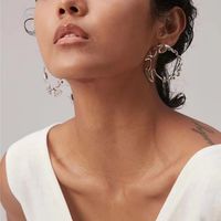 Large Hoop Metal Flame Irregular Edges And Corners Waves Earrings sku image 2