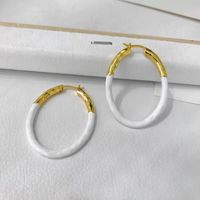 Fashion Contrast Color Oval Design Enamel Earrings sku image 1